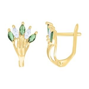 10kt 10k Yellow Gold Womens Green White Marquise CZ Fashion Latch Back Earrings